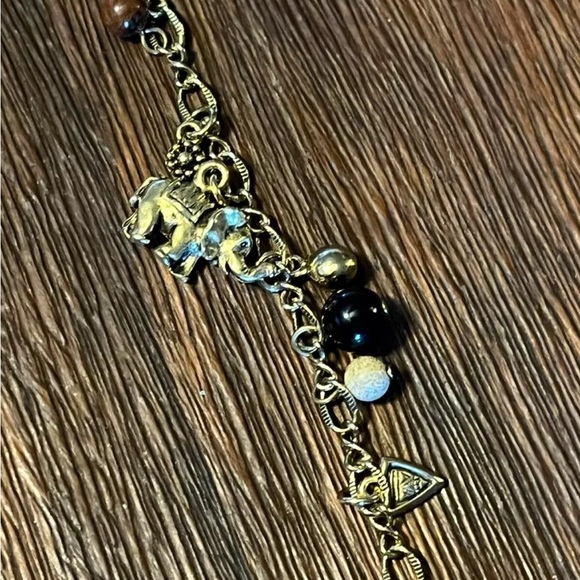 African Safari Charm Necklace with Genuine Stones Elephant Zebra Tiger - Picture 4 of 12